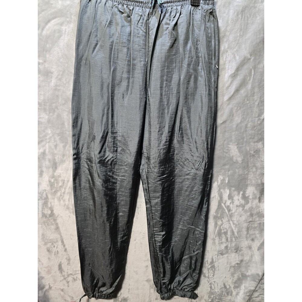 Vintage Penguin Sport Workout Sweatpants Joggers L Gray 90s Drawstring Ankle Zip